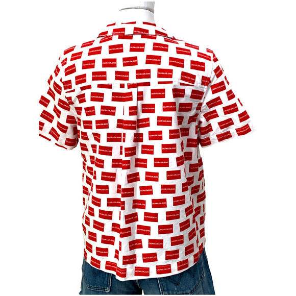 Calvin Klein Logo  Check Shirt Button Up Top Sz S - Picture 3 of 7